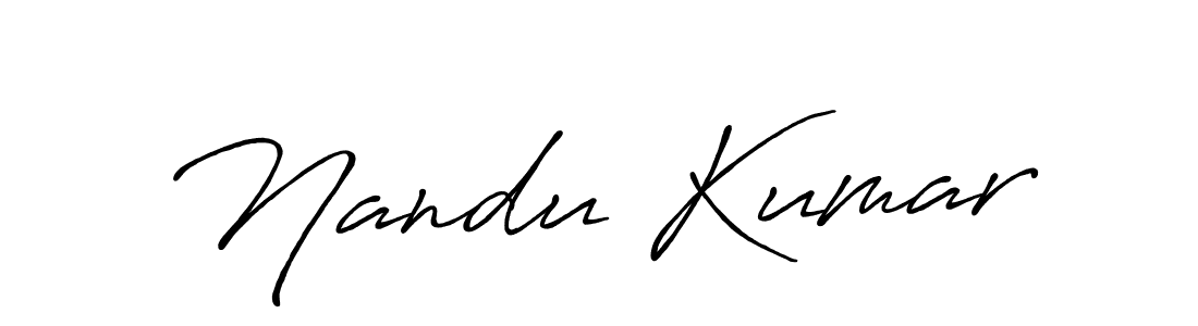 Make a beautiful signature design for name Nandu Kumar. With this signature (Antro_Vectra_Bolder) style, you can create a handwritten signature for free. Nandu Kumar signature style 7 images and pictures png