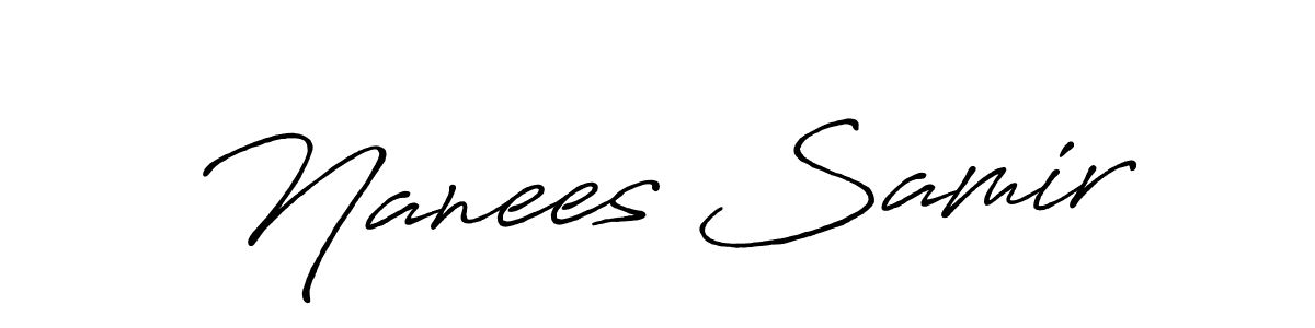 Use a signature maker to create a handwritten signature online. With this signature software, you can design (Antro_Vectra_Bolder) your own signature for name Nanees Samir. Nanees Samir signature style 7 images and pictures png
