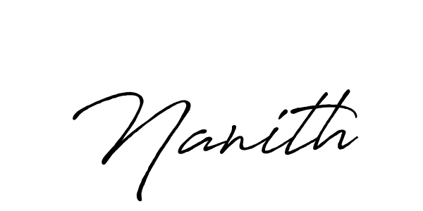 Use a signature maker to create a handwritten signature online. With this signature software, you can design (Antro_Vectra_Bolder) your own signature for name Nanith. Nanith signature style 7 images and pictures png