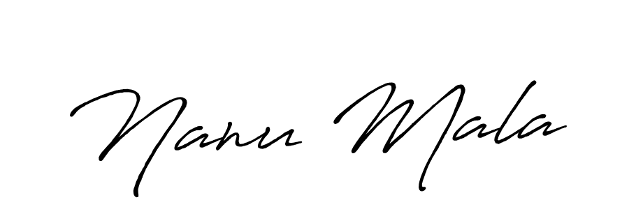 How to make Nanu Mala name signature. Use Antro_Vectra_Bolder style for creating short signs online. This is the latest handwritten sign. Nanu Mala signature style 7 images and pictures png
