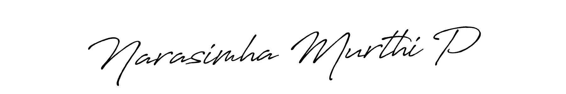 The best way (Antro_Vectra_Bolder) to make a short signature is to pick only two or three words in your name. The name Narasimha Murthi P include a total of six letters. For converting this name. Narasimha Murthi P signature style 7 images and pictures png