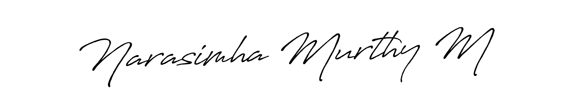 The best way (Antro_Vectra_Bolder) to make a short signature is to pick only two or three words in your name. The name Narasimha Murthy M include a total of six letters. For converting this name. Narasimha Murthy M signature style 7 images and pictures png