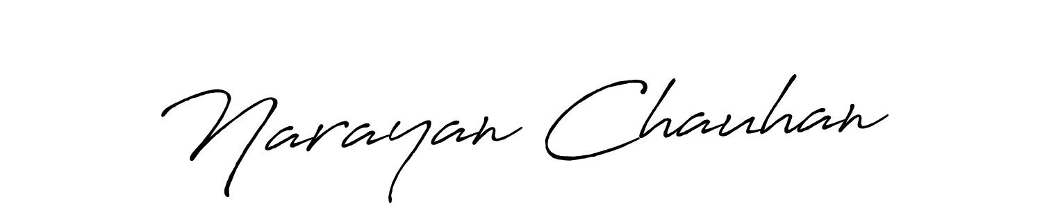 Make a beautiful signature design for name Narayan Chauhan. With this signature (Antro_Vectra_Bolder) style, you can create a handwritten signature for free. Narayan Chauhan signature style 7 images and pictures png