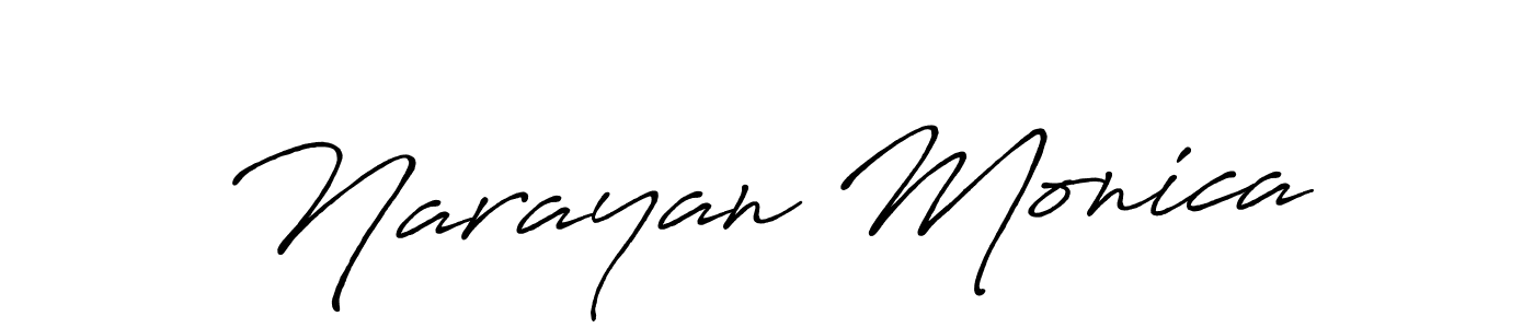 How to make Narayan Monica name signature. Use Antro_Vectra_Bolder style for creating short signs online. This is the latest handwritten sign. Narayan Monica signature style 7 images and pictures png