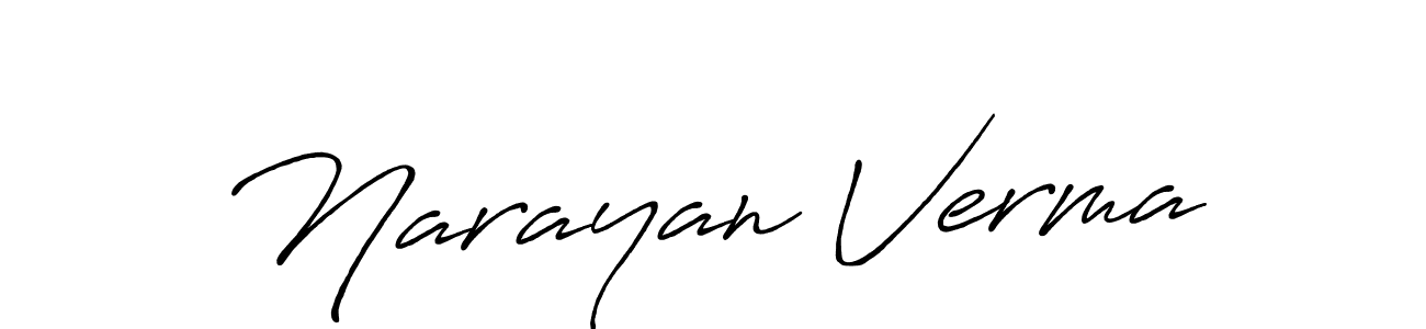 Create a beautiful signature design for name Narayan Verma. With this signature (Antro_Vectra_Bolder) fonts, you can make a handwritten signature for free. Narayan Verma signature style 7 images and pictures png