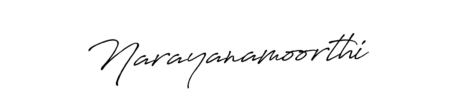 Make a beautiful signature design for name Narayanamoorthi. With this signature (Antro_Vectra_Bolder) style, you can create a handwritten signature for free. Narayanamoorthi signature style 7 images and pictures png