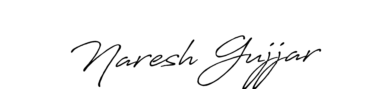 How to make Naresh Gujjar name signature. Use Antro_Vectra_Bolder style for creating short signs online. This is the latest handwritten sign. Naresh Gujjar signature style 7 images and pictures png