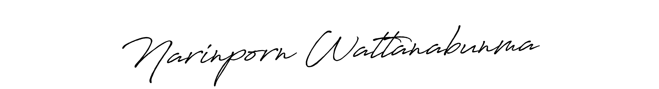 Create a beautiful signature design for name Narinporn Wattanabunma. With this signature (Antro_Vectra_Bolder) fonts, you can make a handwritten signature for free. Narinporn Wattanabunma signature style 7 images and pictures png