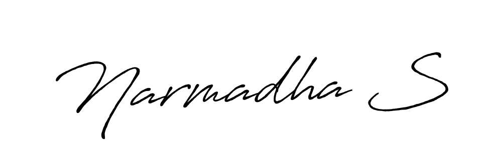 The best way (Antro_Vectra_Bolder) to make a short signature is to pick only two or three words in your name. The name Narmadha S include a total of six letters. For converting this name. Narmadha S signature style 7 images and pictures png