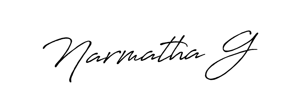 Make a beautiful signature design for name Narmatha G. With this signature (Antro_Vectra_Bolder) style, you can create a handwritten signature for free. Narmatha G signature style 7 images and pictures png