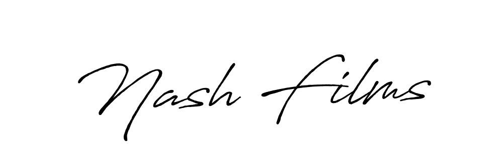 Use a signature maker to create a handwritten signature online. With this signature software, you can design (Antro_Vectra_Bolder) your own signature for name Nash Films. Nash Films signature style 7 images and pictures png