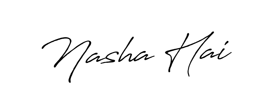 The best way (Antro_Vectra_Bolder) to make a short signature is to pick only two or three words in your name. The name Nasha Hai include a total of six letters. For converting this name. Nasha Hai signature style 7 images and pictures png