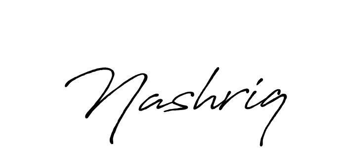 Make a beautiful signature design for name Nashriq. With this signature (Antro_Vectra_Bolder) style, you can create a handwritten signature for free. Nashriq signature style 7 images and pictures png