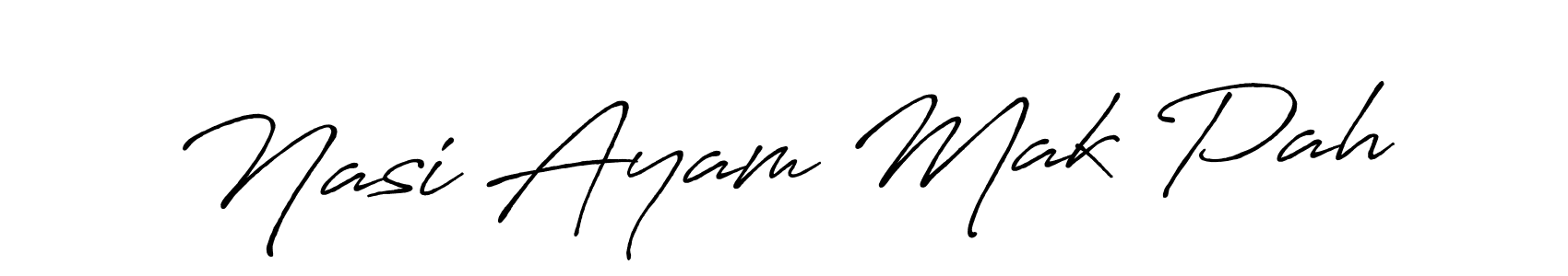 Create a beautiful signature design for name Nasi Ayam Mak Pah. With this signature (Antro_Vectra_Bolder) fonts, you can make a handwritten signature for free. Nasi Ayam Mak Pah signature style 7 images and pictures png