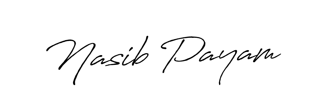 Make a beautiful signature design for name Nasib Payam. With this signature (Antro_Vectra_Bolder) style, you can create a handwritten signature for free. Nasib Payam signature style 7 images and pictures png