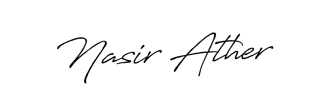 How to make Nasir Ather name signature. Use Antro_Vectra_Bolder style for creating short signs online. This is the latest handwritten sign. Nasir Ather signature style 7 images and pictures png