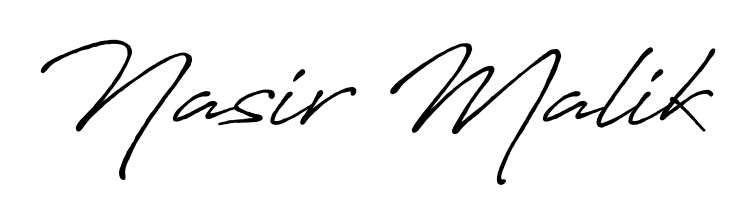 Master the art of signing with Nasir Malik written in fluent Antro_Vectra_Bolder script. A great template to practice and refine your handwriting. Nasir Malik signature style 7 images and pictures png