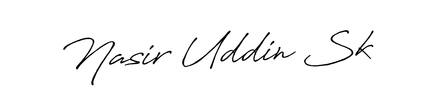 How to make Nasir Uddin Sk name signature. Use Antro_Vectra_Bolder style for creating short signs online. This is the latest handwritten sign. Nasir Uddin Sk signature style 7 images and pictures png