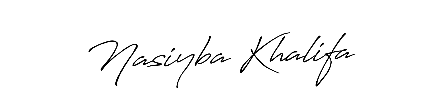 Also You can easily find your signature by using the search form. We will create Nasiyba Khalifa name handwritten signature images for you free of cost using Antro_Vectra_Bolder sign style. Nasiyba Khalifa signature style 7 images and pictures png