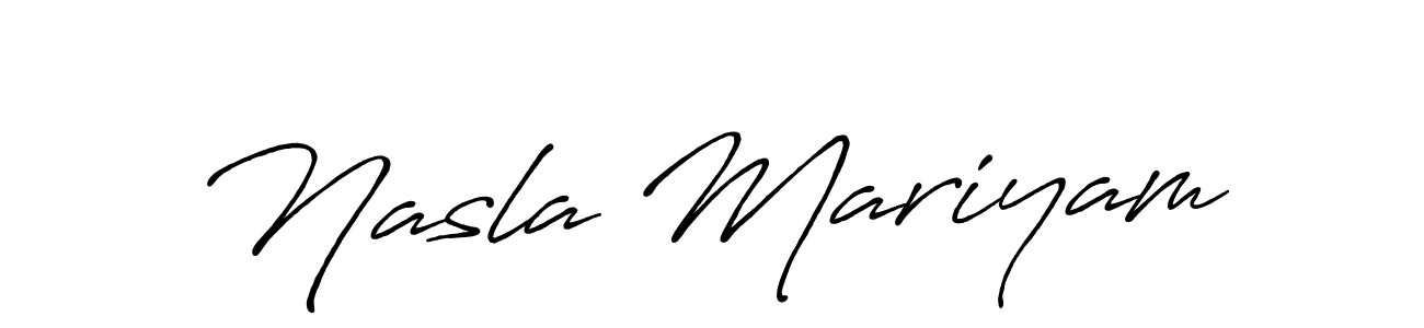 Make a beautiful signature design for name Nasla Mariyam. With this signature (Antro_Vectra_Bolder) style, you can create a handwritten signature for free. Nasla Mariyam signature style 7 images and pictures png