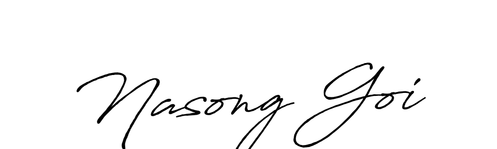 if you are searching for the best signature style for your name Nasong Goi. so please give up your signature search. here we have designed multiple signature styles  using Antro_Vectra_Bolder. Nasong Goi signature style 7 images and pictures png