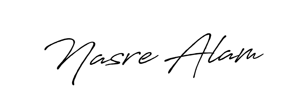Make a beautiful signature design for name Nasre Alam. With this signature (Antro_Vectra_Bolder) style, you can create a handwritten signature for free. Nasre Alam signature style 7 images and pictures png