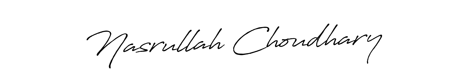 Design your own signature with our free online signature maker. With this signature software, you can create a handwritten (Antro_Vectra_Bolder) signature for name Nasrullah Choudhary. Nasrullah Choudhary signature style 7 images and pictures png