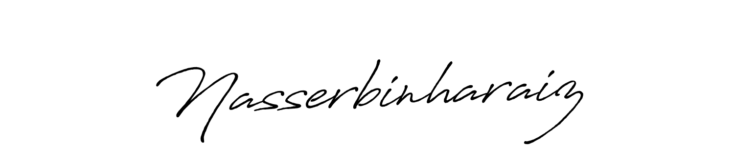 Make a beautiful signature design for name Nasserbinharaiz. With this signature (Antro_Vectra_Bolder) style, you can create a handwritten signature for free. Nasserbinharaiz signature style 7 images and pictures png