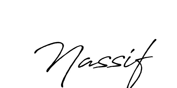 How to make Nassif name signature. Use Antro_Vectra_Bolder style for creating short signs online. This is the latest handwritten sign. Nassif signature style 7 images and pictures png