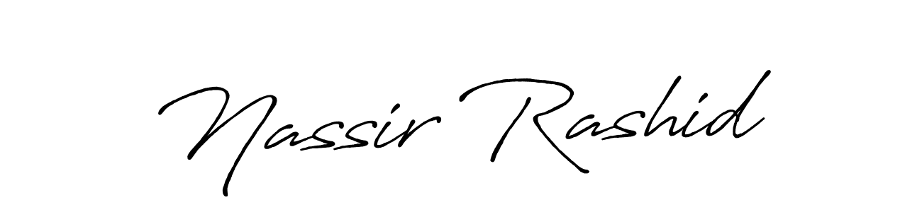 How to make Nassir Rashid name signature. Use Antro_Vectra_Bolder style for creating short signs online. This is the latest handwritten sign. Nassir Rashid signature style 7 images and pictures png