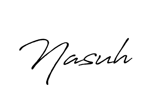 Use a signature maker to create a handwritten signature online. With this signature software, you can design (Antro_Vectra_Bolder) your own signature for name Nasuh. Nasuh signature style 7 images and pictures png