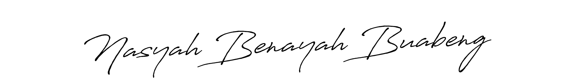 Make a beautiful signature design for name Nasyah Benayah Buabeng. With this signature (Antro_Vectra_Bolder) style, you can create a handwritten signature for free. Nasyah Benayah Buabeng signature style 7 images and pictures png