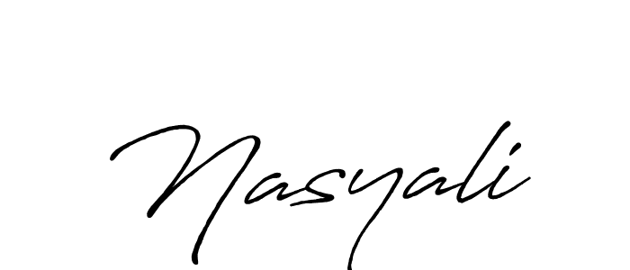 Use a signature maker to create a handwritten signature online. With this signature software, you can design (Antro_Vectra_Bolder) your own signature for name Nasyali. Nasyali signature style 7 images and pictures png