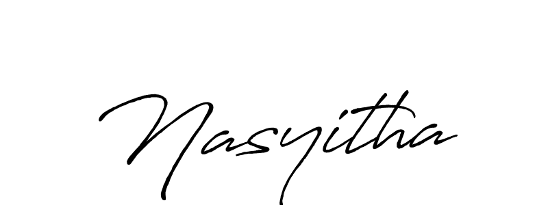 Use a signature maker to create a handwritten signature online. With this signature software, you can design (Antro_Vectra_Bolder) your own signature for name Nasyitha. Nasyitha signature style 7 images and pictures png