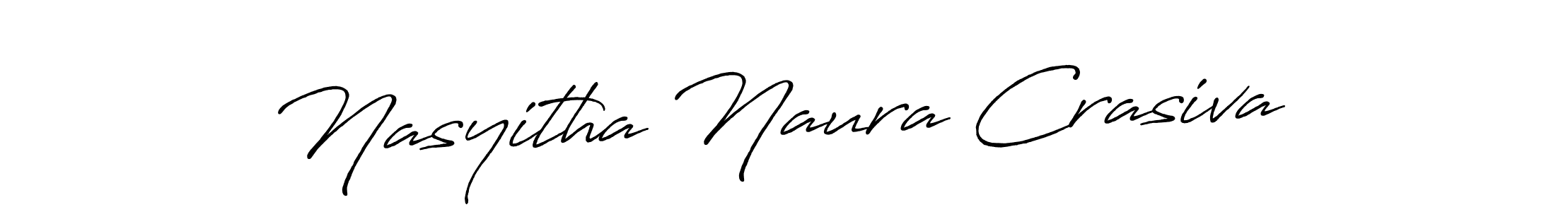 The best way (Antro_Vectra_Bolder) to make a short signature is to pick only two or three words in your name. The name Nasyitha Naura Crasiva include a total of six letters. For converting this name. Nasyitha Naura Crasiva signature style 7 images and pictures png