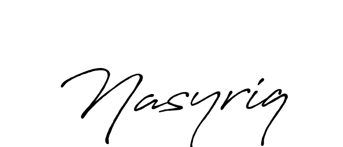 Use a signature maker to create a handwritten signature online. With this signature software, you can design (Antro_Vectra_Bolder) your own signature for name Nasyriq. Nasyriq signature style 7 images and pictures png