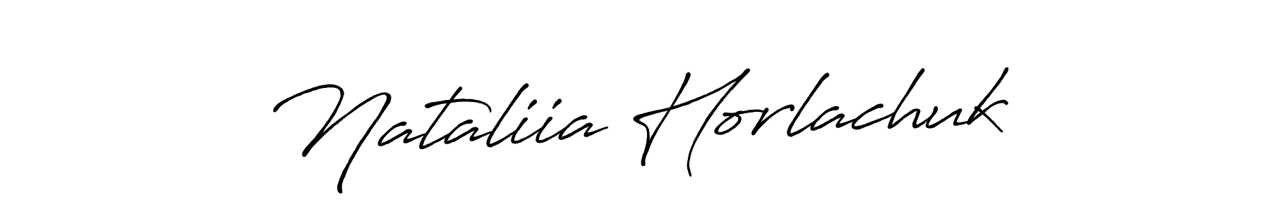 How to make Nataliia Horlachuk name signature. Use Antro_Vectra_Bolder style for creating short signs online. This is the latest handwritten sign. Nataliia Horlachuk signature style 7 images and pictures png