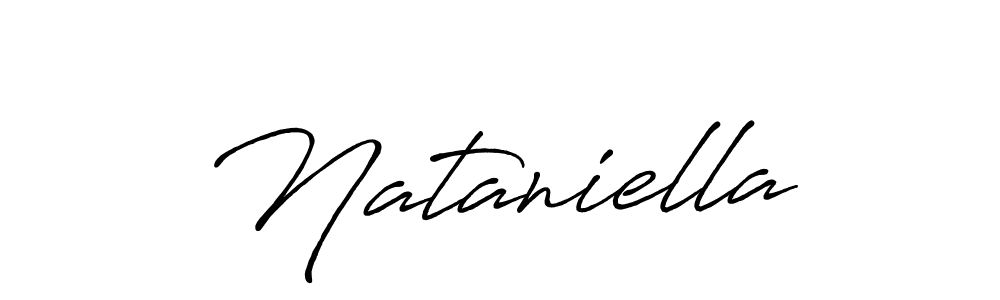 How to make Nataniella name signature. Use Antro_Vectra_Bolder style for creating short signs online. This is the latest handwritten sign. Nataniella signature style 7 images and pictures png