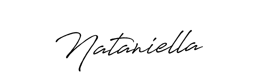 How to make Nataniella name signature. Use Antro_Vectra_Bolder style for creating short signs online. This is the latest handwritten sign. Nataniella signature style 7 images and pictures png