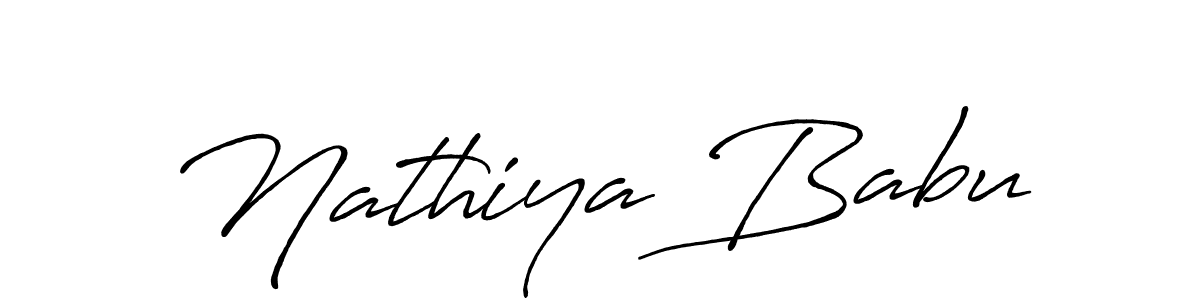 The best way (Antro_Vectra_Bolder) to make a short signature is to pick only two or three words in your name. The name Nathiya Babu include a total of six letters. For converting this name. Nathiya Babu signature style 7 images and pictures png