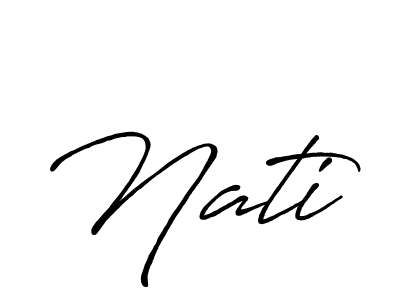Nati stylish signature style. Best Handwritten Sign (Antro_Vectra_Bolder) for my name. Handwritten Signature Collection Ideas for my name Nati. Nati signature style 7 images and pictures png