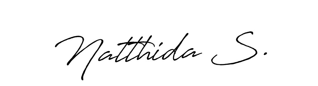 How to make Natthida S. name signature. Use Antro_Vectra_Bolder style for creating short signs online. This is the latest handwritten sign. Natthida S. signature style 7 images and pictures png