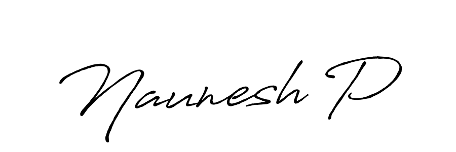 Use a signature maker to create a handwritten signature online. With this signature software, you can design (Antro_Vectra_Bolder) your own signature for name Naunesh P. Naunesh P signature style 7 images and pictures png