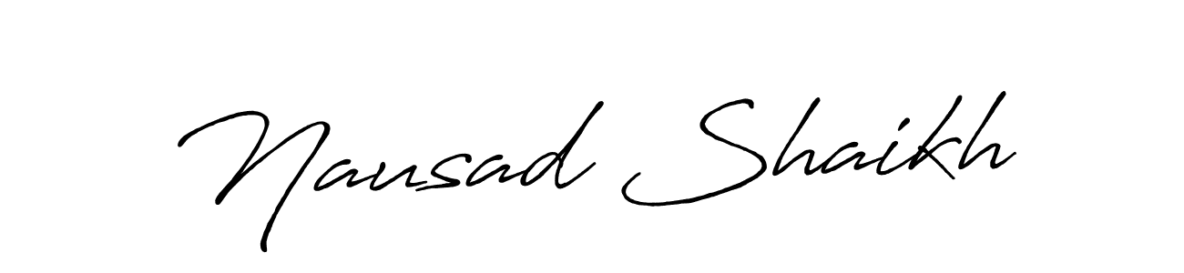 The best way (Antro_Vectra_Bolder) to make a short signature is to pick only two or three words in your name. The name Nausad Shaikh include a total of six letters. For converting this name. Nausad Shaikh signature style 7 images and pictures png