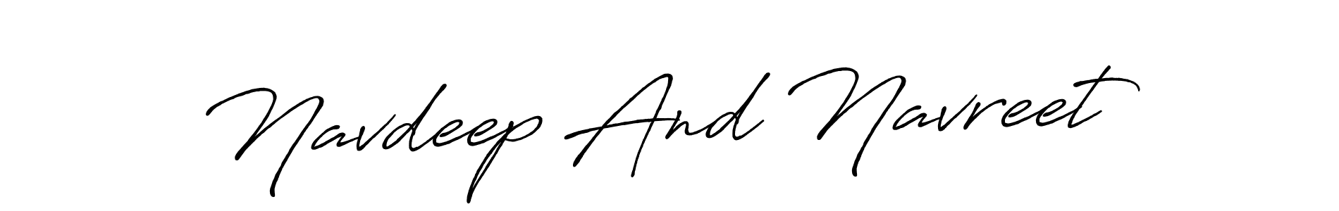 Use a signature maker to create a handwritten signature online. With this signature software, you can design (Antro_Vectra_Bolder) your own signature for name Navdeep And Navreet. Navdeep And Navreet signature style 7 images and pictures png