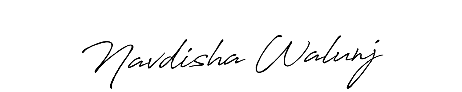 The best way (Antro_Vectra_Bolder) to make a short signature is to pick only two or three words in your name. The name Navdisha Walunj include a total of six letters. For converting this name. Navdisha Walunj signature style 7 images and pictures png