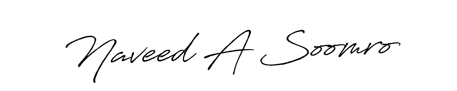 How to make Naveed A Soomro name signature. Use Antro_Vectra_Bolder style for creating short signs online. This is the latest handwritten sign. Naveed A Soomro signature style 7 images and pictures png