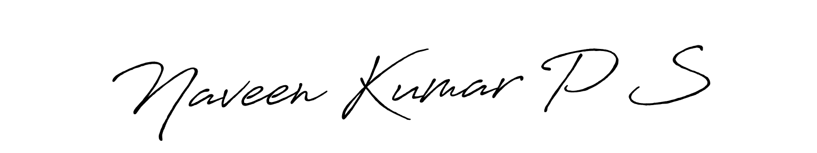 Make a beautiful signature design for name Naveen Kumar P S. With this signature (Antro_Vectra_Bolder) style, you can create a handwritten signature for free. Naveen Kumar P S signature style 7 images and pictures png