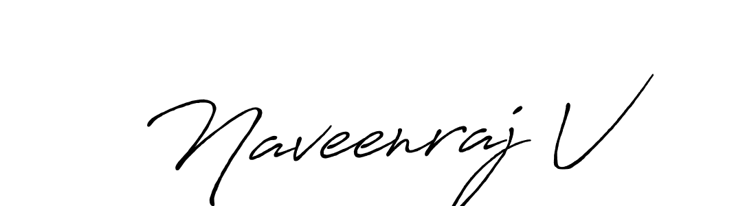Create a beautiful signature design for name Naveenraj V. With this signature (Antro_Vectra_Bolder) fonts, you can make a handwritten signature for free. Naveenraj V signature style 7 images and pictures png