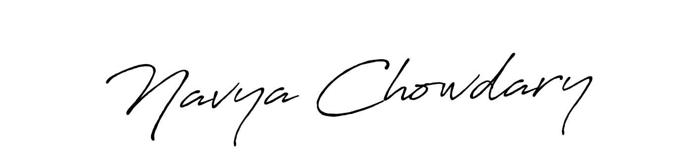 Create a beautiful signature design for name Navya Chowdary. With this signature (Antro_Vectra_Bolder) fonts, you can make a handwritten signature for free. Navya Chowdary signature style 7 images and pictures png